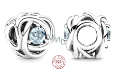 Charme Sterling Silber 925 Infinity Kreis der Ewigkeit März Wasser blau, Perle für Armband