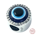 Charm Sterling Silber 925 Griechisch blaues Auge, Schutzamulett, Perle auf Armband Symbol