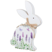 Kaninchen aus Holz mit Lavendelmuster 20 cm