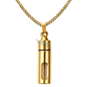 Urnen-Gedenkanhänger, Hohlrohr, wasserdicht, Edelstahl, Gold 12,6 mm x 43 mm + Kette 60 cm