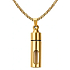 Urnen-Gedenkanhänger, Hohlrohr, wasserdicht, Edelstahl, Gold 12,6 mm x 43 mm + Kette 60 cm