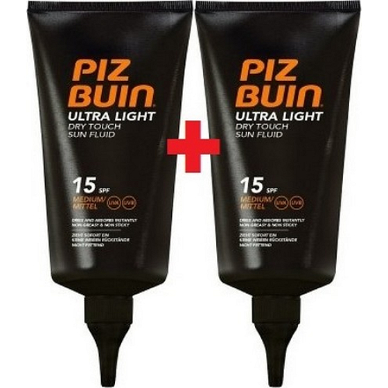Piz Buin Ultra Light SPF15 ultraleichte Feuchtigkeitsflüssigkeit zum Gerben von 150 ml + SPF15 ultraleichte Feuchtigkeitsflüssigkeit zum Bräunen von 150 ml, Duopack