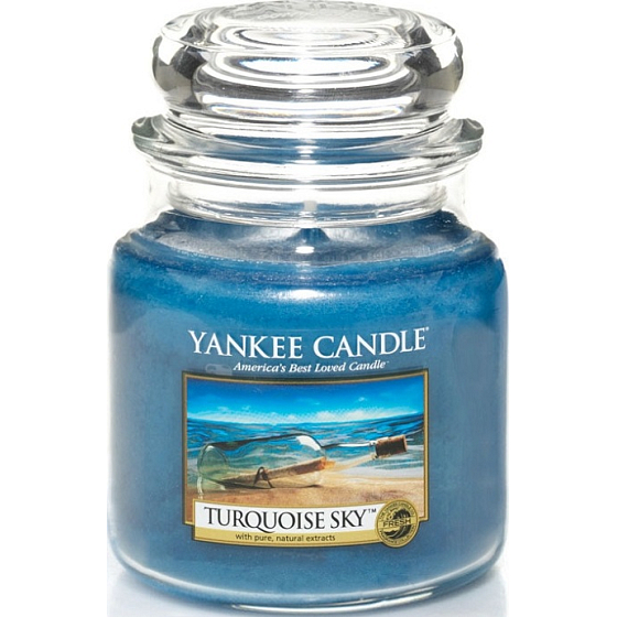 Yankee Candle Turquoise Sky - Duftkerze mit türkisfarbenem Himmel Klassisches mittleres Glas 411 g