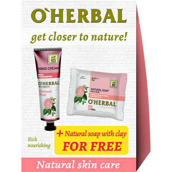 Über Kräuterrosen aus Damast pflegende Handcreme 30 ml + Naturseife mit rotem Tonextrakt 100 g Kosmetikset