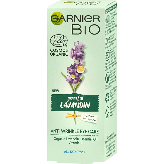 Garnier Bio Graceful Lavandin Organisches Lavendelöl und Vitamin E Anti-Falten Augencreme für alle Hauttypen 15 ml