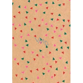 Ditipo Geschenkpapier 70 x 200 cm Weihnachten KRAFT grüne, rosa und rote Dreiecke
