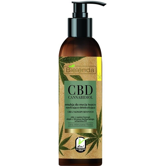 Bielenda CBD Cannabidiol feuchtigkeitsspendende, entgiftende Hautreinigungsemulsion 175 g