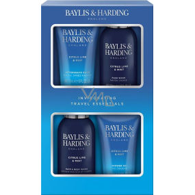 Baylis & Harding Men Citrus Lime and Mint Gesichtswaschmittel 100 ml + Körper- und Haarwaschmittel 100 ml + After Shave Balsam 50 ml + Duschgel 50 ml, Kosmetikset für Männer