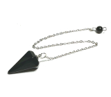 Obsidian Pendel Naturstein 2,5 cm + 18 cm Kette mit Perle, Rettungsstein