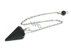 Obsidian Pendel Naturstein 2,5 cm + 18 cm Kette mit Perle, Rettungsstein