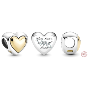 Sterling Silber 925 Herz gewölbt Gold, Liebe Perle auf Armband Sterling Silber 925 Herz gewölbt Gold, Liebe Perle auf Armband