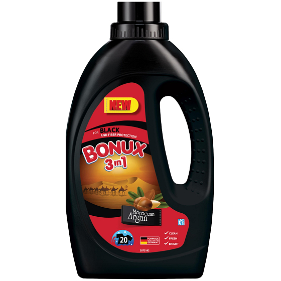 Bonux Marrocan Arganöl flüssiges Waschgel für dunkle und schwarze Wäsche 20 Dosen 1,1 l