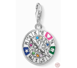 Charm Sterling Silber 925 Rad des Schicksals - Ewiger Kreis des Lebens, Karabinerhaken Anhänger am Armband Symbol