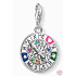 Charm Sterling Silber 925 Rad des Schicksals - Ewiger Kreis des Lebens, Karabinerhaken Anhänger am Armband Symbol