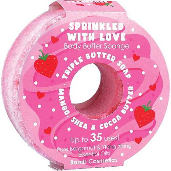 Bomb Cosmetics Sprinkled with Love Donut natürlicher Dusch-Massage-Badeschwamm mit Duft 165 g