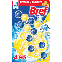 Bref Power Aktiv WC Block Zitrone, fester WC Block, 4 × 50 g
