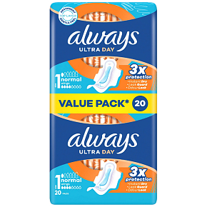 Always Ultra Day Normal Duo Hygienebaub mit Flügeln 20 Stück