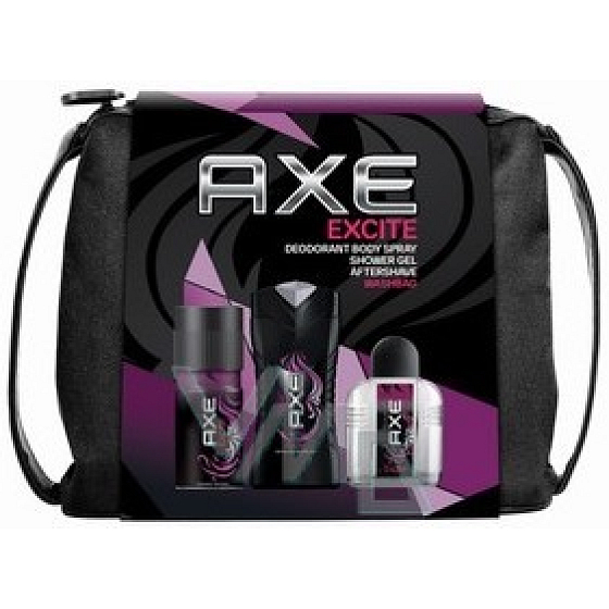 Axe Excite Deodorant Spray für Männer 150 ml + Duschgel 250 ml + Aftershave 100 ml, Kosmetikset