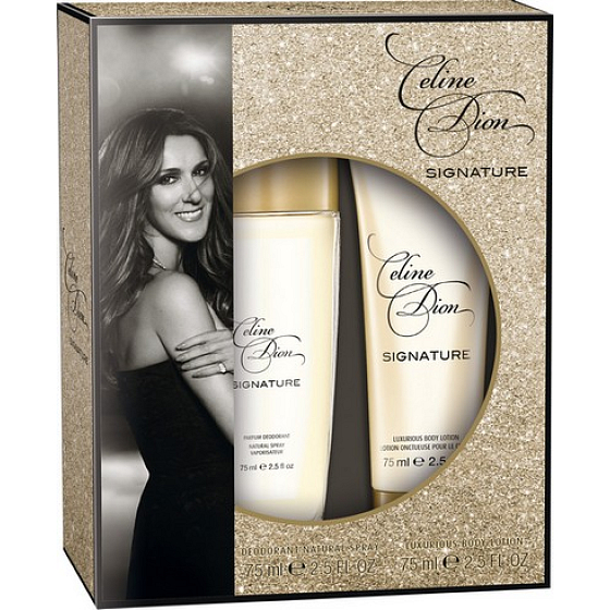 Celine Dion Signature parfümiertes Deodorantglas für Frauen 75 ml + Körperlotion 75 ml, Kosmetikset