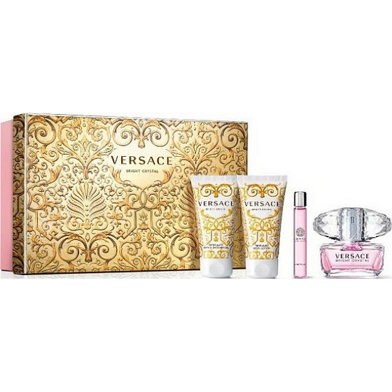 Versace Bright Crystal Eau de Toilette 50 ml + Körperlotion 50 ml + Duschgel 50 ml + Rollerball 10 ml, Geschenkset für Frauen