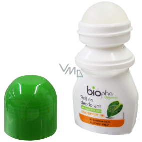 BioPha Grapefruit Ball Deodorant ohne Alkohol, Salz, Aluminium für empfindliche Haut in Bio-Qualität Roll-On für Frauen 50 ml