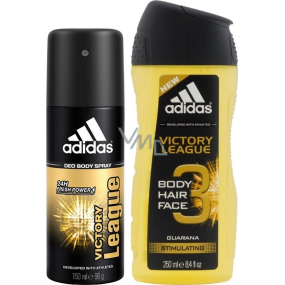 Adidas Victory League Deodorant Spray für Männer 150 ml + 3in1 Duschgel für Körper, Gesicht und Haare für Männer 250 ml, Duopack