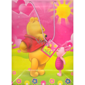 Ditipo Geschenk Papiertüte 32,5 x 13,5 x 26 cm Disney Winnie the Pooh, Sparschwein, Sonnenschein