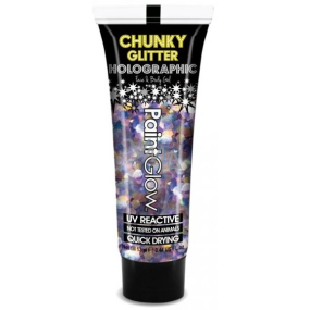Diva & Nice Chunky Glitter Holographisches UV-Dekorgel für Körper- und Gesichtsdämmerung bis zum Morgengrauen - lila 13 ml