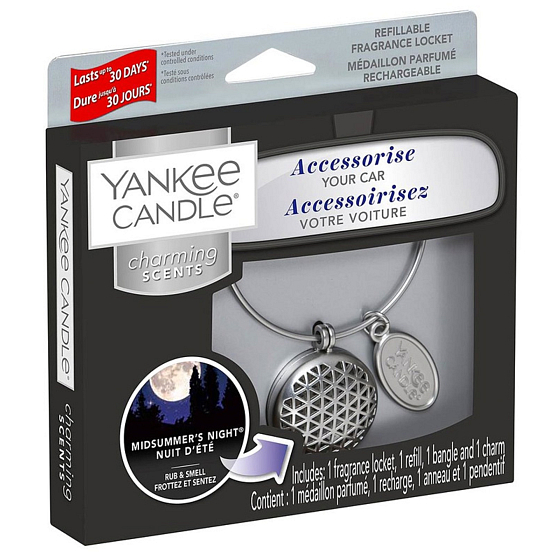 Yankee Candle Midsummers Night - Sommernacht Auto Duft Metall Silber Etikett Charming Scents Set Geometric 13 x 15 cm, 90 g