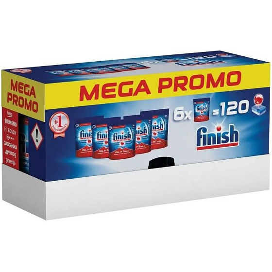 Finish All in 1 Max Normale Spülmaschinentabletten 6 x 20 Tabletten = 120 Stück, Megabox