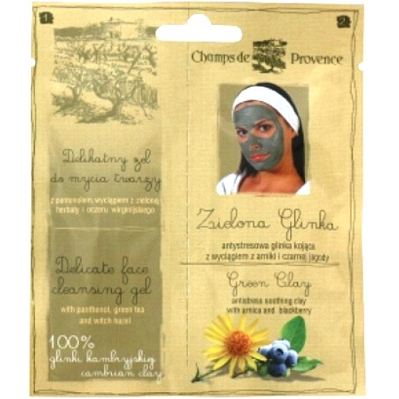 Champs de Provence Grüner Ton Anti-Stress-beruhigende Gesichtsmaske aus Ton mit Arnika- und Blaubeerextrakten 20 g