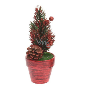 Dekoration Weihnachtsbaum in einem Topf rot 17 x 6,5 x 6,5 cm