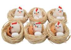 Nester mit Huhn und Ei 5,5 cm 6 Stück in einer Box