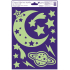 Fensterfolie ohne Kleber Kunststoff Glow in the Dark Mond, Sterne 20 x 30 cm