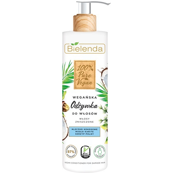 Bielenda 100% reine vegane Kokosmilch + Shea Conditioner für strapaziertes Haar 240 ml