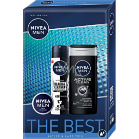 Nivea Men The Best Active Clean Duschgel 250 ml + Black & White Original Antitranspirant Spray 150 ml + Men Cream 30 ml, Kosmetikset für Männer