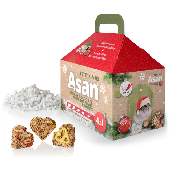 Asan Petit Stelivo für kleine Nager 4,5 l mit Leckerlis, Weihnachtsedition