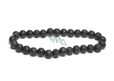 Lava schwarz Armband elastischen Naturstein, Perle 8 mm / 16-17 cm, geboren von den vier Elementen