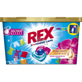 Rex 3 + 1 Power Caps Aromatherapy Orchidee & Macadamiaöl Waschkapseln für farbige und dunkle Wäsche 13 Dosen