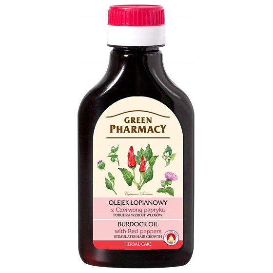 Green Pharmacy Klette Öl mit rotem Pfeffer, um das Haarwachstum zu stimulieren 100 ml