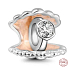 Charme Sterling Silber 925 Ring in der Muschel, Perle auf Armband Symbol