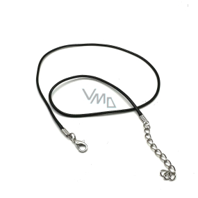 Voskovaná šňůrka černá s karabinkou délka 45 x 1,5 cm 1 kus