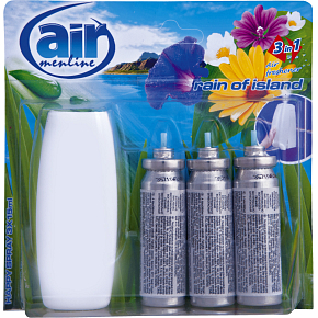 Air Menline Rain of Island Lufterfrischer Gerät und Nachfüllung 3× 15 ml