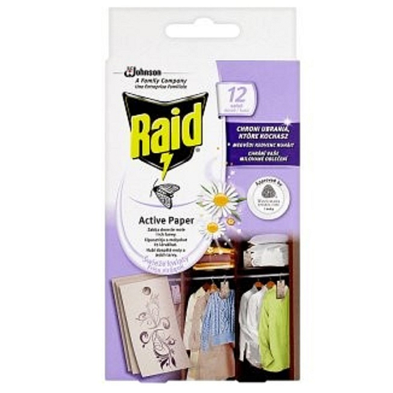 Raid Active Paper Anti Moths Aktiver Vorhang Frische Blumen 12 Stück