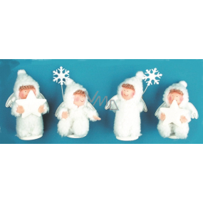 Engel in einem weißen Pelzmantel hängt 10 cm, 1 Figur