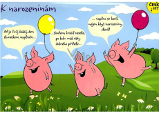 Albi Spielkarte im Umschlag Zum Geburtstag Drei Ferkel Jaromír Nohavica 14,8 x 21 cm