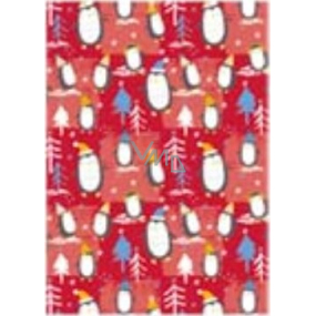 Ditipo Geschenkpapier 70 x 100 cm Weihnachten rot - Pinguin 2 Blatt