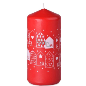 Emocio Kerze Kalender Häuser weiß rot 68 x 150 mm