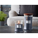 WoodWick Indigo Suede - Blaue Wildleder-Duftkerze mit Holzdocht und Deckel Glas mittel 275 g
