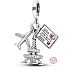Sterling Silber 925 Flying to Paris - wish you were here, 3in1 Reisearmband Anhänger 9 mm
